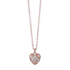NWT, 16.5”, Goldtone Heart CZ Caged Necklace, Avon.